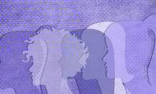 Illustration of multiple women, on a purple backdrop.
