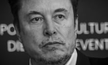 Elon Musk looking grim in black and white.