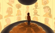 A person looks at a wall of screens each of which features a "coach" looking back at them.