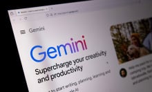 A Google Gemini generative artificial intelligence webpage
