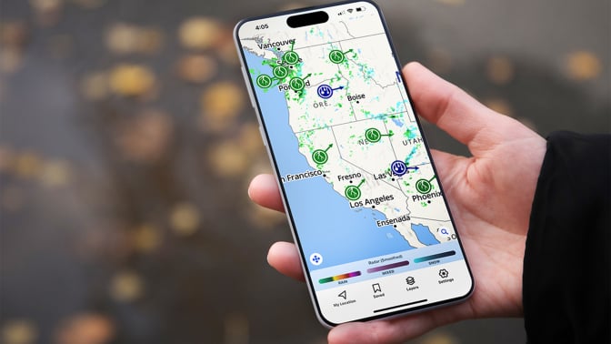 Weather Hi-Def Radar app on phone