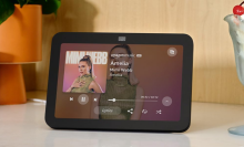 echo device in black sitting on a white counter