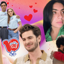 A composite showing Amelia Dimoldenberg, Andrew Garfield, Charli XCX, Rivals stars Alex Hassell and Bella Maclean, Nobody Wants This stars Adam Brody and